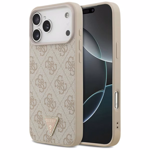 Guess Leather 4G Triangle Strass MagSafe ümbris mudelile iPhone 17 Pro Max / 18 Pro Max – roosa