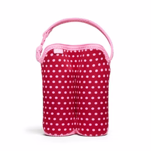 BUILT Bottle Buddy isoleeriv neopreenist kott kahele pudelile, Baby Pink Mini Dots