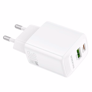 Borofone Wall Laadija BN29 Fuente - USB + Type C - QC 3.0 PD 30W valge