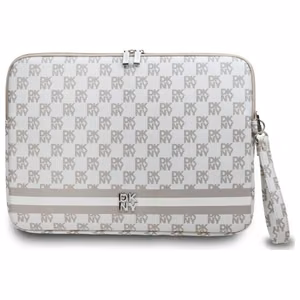 DKNY Ümbris Checkered Pattern Printed Stripes 16" Laptop Ümbris - Beige
