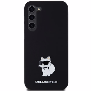 Karl Lagerfeld Silicone Choupette Metal Pin ümbris jaoks Samsung Galaxy S24+ - must