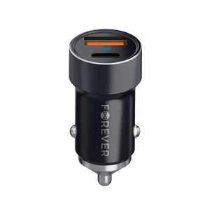 Forever CC-06 PD QC autolaadija 1x USB-C 1x USB 20W must + USB-C - USB-C kaabel 60W