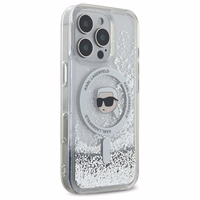 Karl Lagerfeld Liquid Glitter Karl Head Magsafe Ümbris jaoks iPhone 16 Pro - Clear