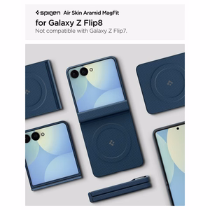 Spigen AirSkin Aramid MagFit MagSafe ümbris mudelile Samsung Galaxy Z Flip 8 – tumesinine