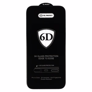Tel Protect Full Glue 6D Karastatud klaas jaoks IPHONE 15 must - 10 PACK