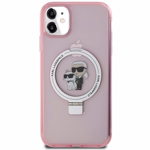 Karl Lagerfeld Ring Stand Karl&Choupette MagSafe чехол для iPhone 11 / Xr - розовый