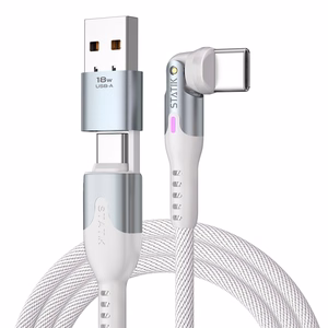 STATIK PowerPivot Pro Nylon Braided Cabel, USB-C to USB-C, 3m, White
