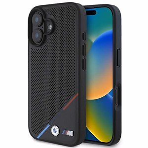 BMW M Perforated Tricolor Line MagSafe Ümbris jaoks iPhone 16 Plus - must