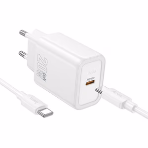 Phone Laadija Hoco USB C QC PD 20W + Kaabel USB C to USB C N60 valge