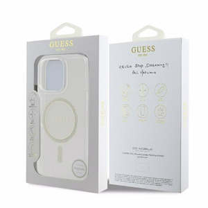 Guess GUHMP16LHFGERET iPhone 16 Pro 6.3" läbipaistev hardcase IML Glitter Circle MagSafe