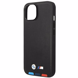 Чехол BMW BMHMP14M22PTDK iPhone 14 Plus 6.7" чёрный/чёрный Leather Stamp Tricolor Magsafe