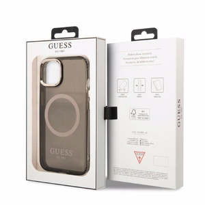 Guess Gold Outline Translucent MagSafe чехол для iPhone 13 - чёрный