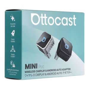 Heliadapter autosse OTTOCAST Mini Cube T3 (CarPlay Android auto) hõbedane