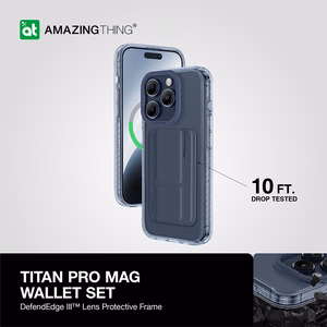 Amazing Thing Titan Pro Mag Wallet Чехол 10FT IP156.7PTWBU для Iphone 15 Pro Max тёмно-синий с подставкой