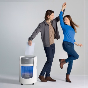 Leitz IQ OptiMax Small Office 350 – P-5 mikrolõikega paberipurustaja, 22 l, valge (83590000)