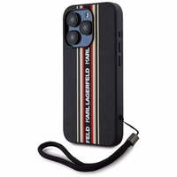 Karl Lagerfeld Saffiano Athleisure Stripes Cord iPhone 15 Pro Max Ümbris - Punane