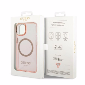 Guess GUHMP14MHTCMP iPhone 14 Plus 6.7" roosa/roosa hard ümbris kuldne Outline Translucent MagSafe