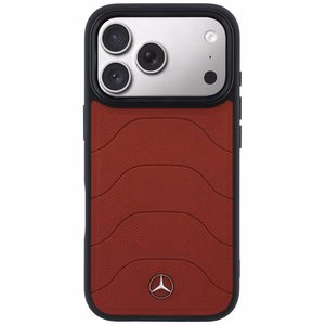 Mercedes Leather Mesh with Bow Line MagSafe ümbris iPhone 17 Pro Max jaoks, punane
