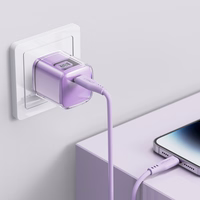 Acefast A53 PD 30W GaN USB-C Laadija with display - purple