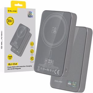 Blavec Power Bank 10000mAh BJ-04 Slim 13,5mm - Type C - 22,5W магнитный Magsafe 3 в 1 (PBBJ04-MC10G) серое стекло