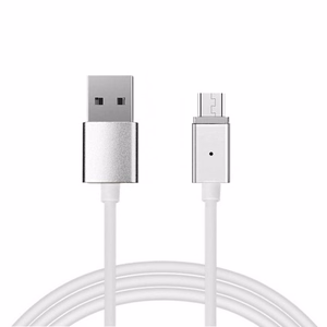 Магнитный кабель тип 1 - USB на Micro USB - со съёмным штекером 1 метр серебряный (блистер)