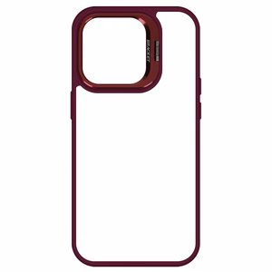 Tel Protect Kickstand Ümbris + camera glass (lens) jaoks Iphone 15 Plus burgundia