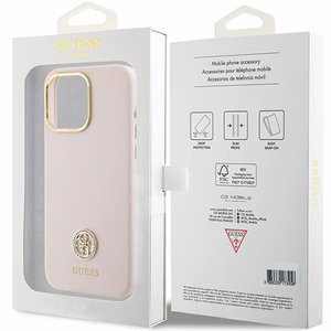 Guess Silicone Logo Strass 4G чехол для iPhone 15 Pro Max - розовый