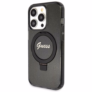 Guess Ring Stand Script Glitter MagSafe ümbris jaoks iPhone 13 Pro / 13 - must