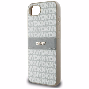 DKNY Repeat Texture Pattern with Tonal Stripe iPhone 16e Ümbris - Beige
