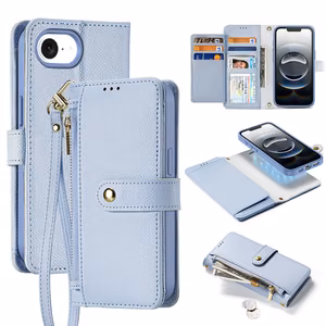 Dux Ducis Lawa iPhone 16e Leather Ümbris with Detachable Magnetic Wallet - Sinine