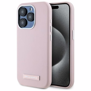 Karl Lagerfeld FW Metal Plate MagSafe iPhone 15 Pro Ümbris - roosa
