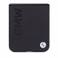BMW Leather Hot Stamp ümbris jaoks Samsung Galaxy Z Flip 5 - must