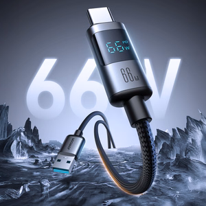 Joyroom S-A16 Pro Prism Series 66W USB-A - USB-C Cable with Display 1.2m - Black