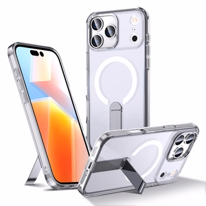 Hybrid Armor X Ümbris jaoks iPhone 17 Pro Max with Stand, Compatible with MagSafe - Läbipaistev