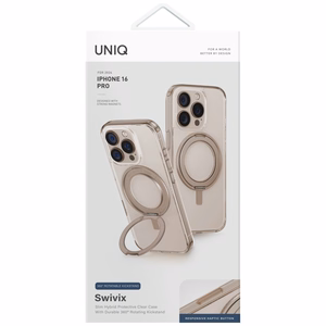 Uniq Swivix 360 Rotating Kickstand Ümbris jaoks iPhone 16 - Kuldne