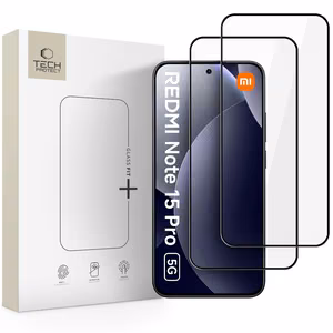 Tech-Protect Glass Fit+ 2-pack karastatud klaas Xiaomi Redmi Note 15 Pro 5G jaoks - must