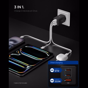 Spigen Essential EE673EU 3-port laadija 2xUSB-C 1xUSB-A 67W - must