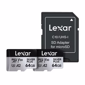 Lexar High-Performance Silver Plus microSDXC 2x64GB mälukaartide komplekt + adapter