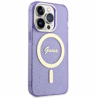 Guess GUHMP14XHCMCGU iPhone 14 Pro Max 6.7" lilla/lilla hardcase Glitter kuldne MagSafe