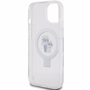 Karl Lagerfeld KLHMP15SHMRSKCH iPhone 15 / 14 / 13 6.1" valge/valge hardcase Ring Stand Karl&Choupette MagSafe