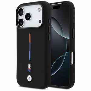 BMW M Silicon Tricolor Line MagSafe чехол iPhone 17 Pro - черный
