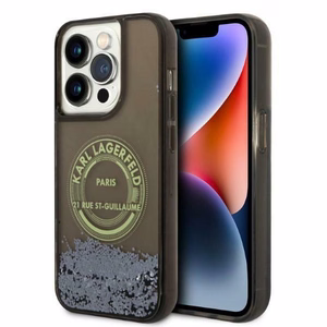 Karl Lagerfeld Liquid Glitter RSG ümbris jaoks iPhone 14 Pro - must