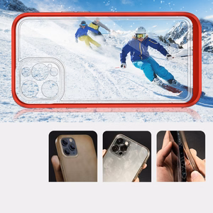Läbipaistev 3in1 ümbris iPhone 12 Pro raamile geeliga kaetud punane