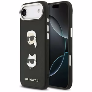 KARL LAGERFELD ümbris jaoks IPHONE 17 Air compatible with MagSafe KLHCP17MPSFDHPOK (FW Grained PU W/ K&C Heads Pins & Logo) must