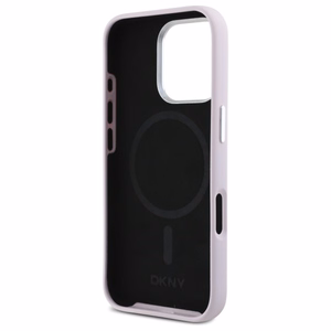 DKNY Liquid Silicone Small Metal Logo MagSafe iPhone 16 Pro Max Ümbris - Roosa