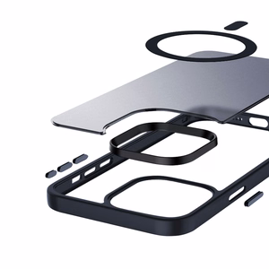 Crong Hybrid Frost MAG Cover ümbris seadmele iPhone 15 Pro Max, MagSafe'iga ühilduv, tumesinine