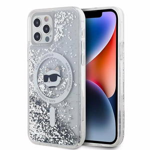 Karl Lagerfeld Liquid Glitter Choupette Head MagSafe Ümbris jaoks iPhone 12 / 12 Pro - läbipaistev