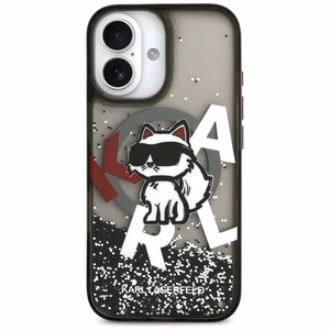 Karl Lagerfeld Liquid Glitter Choupette Logo MagSafe iPhone 17 Ümbris - Must