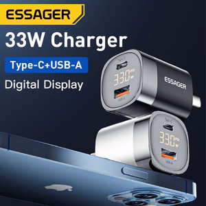 Laadija Essager Ling valge 33W (1xPD / 1xQC3.0 / LED voltmeetriga)
