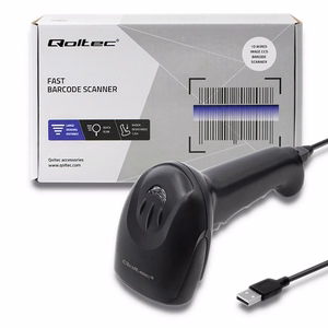 Qoltec 50866 – juhtmega 1D CCD-vöötkoodiskanner, USB, must